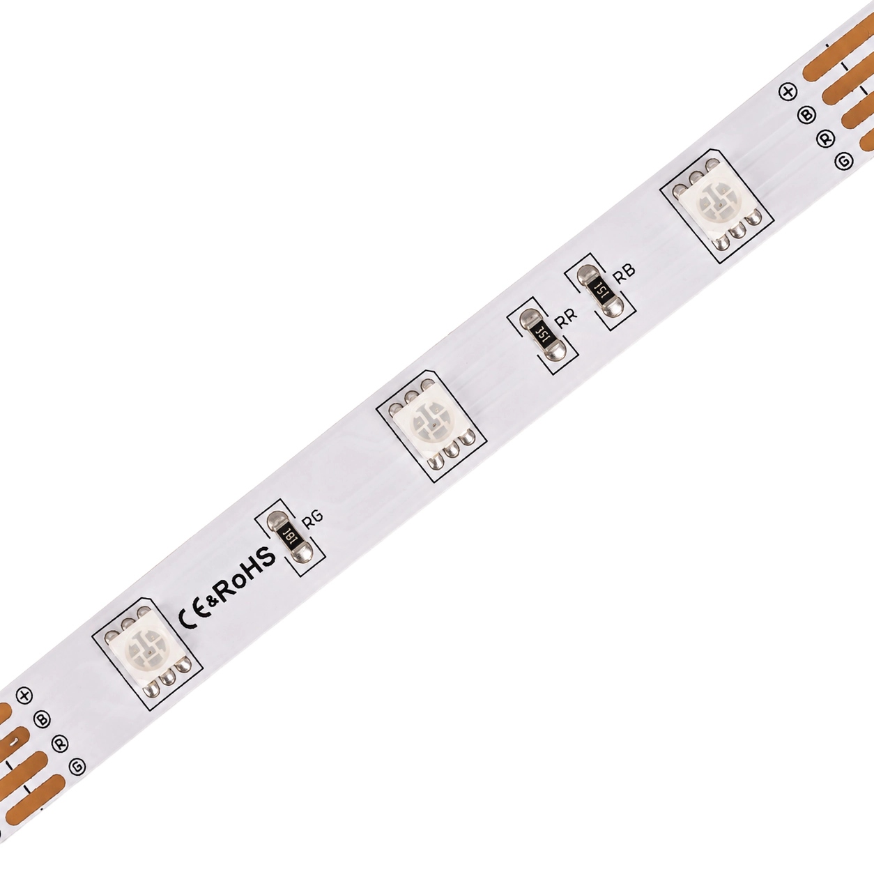 Detail LED čipů na RGB LED pásku
